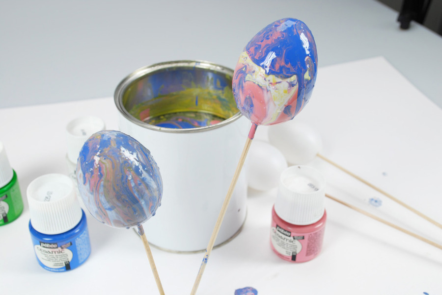 Mixed media - Eieren marbling