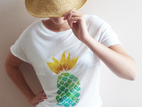 "Ananas" afdruk op T-shirt met Setacolor van Pébéo