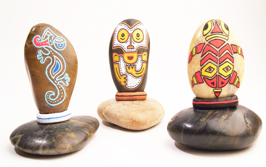 Totem Kiezelstenen met POSCA markers