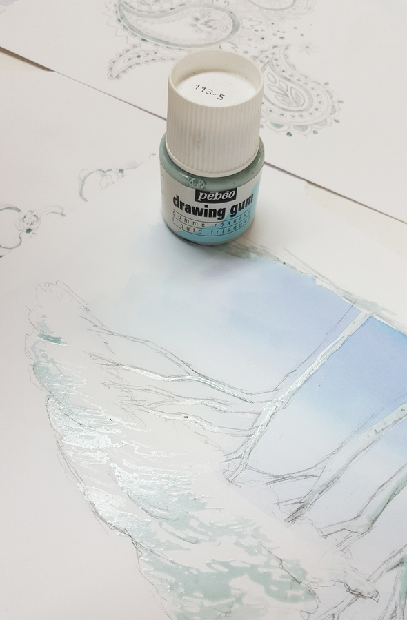 Kleuruitsparingen met de Pébéo Drawing Gum