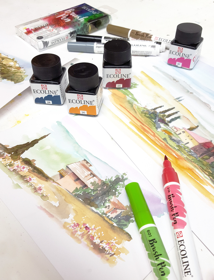 Schlideren met Talens Ecoline : merkers en flesjes