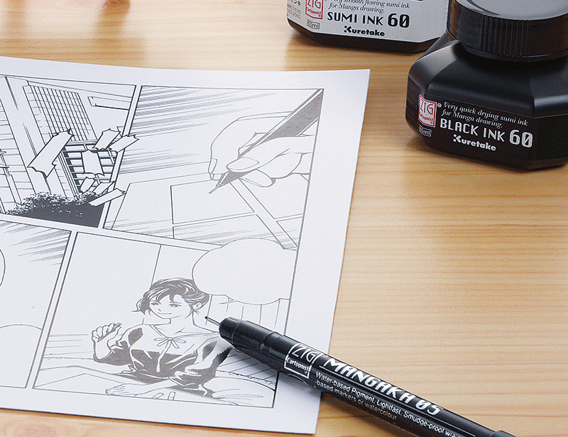 Feutres Mangaka et encres Sumi de Kuretake
