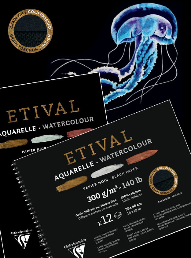 Clairefontaine's zwarte aquarelpapier pad