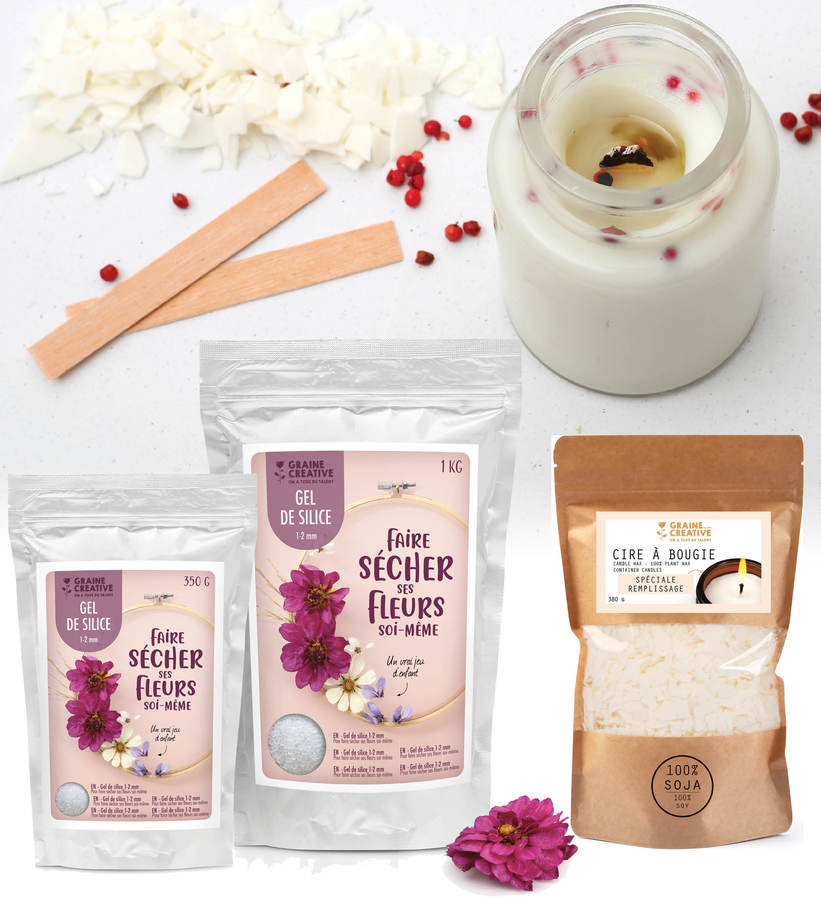 Créer ses bougies avec de la cire et des fleurs séchées