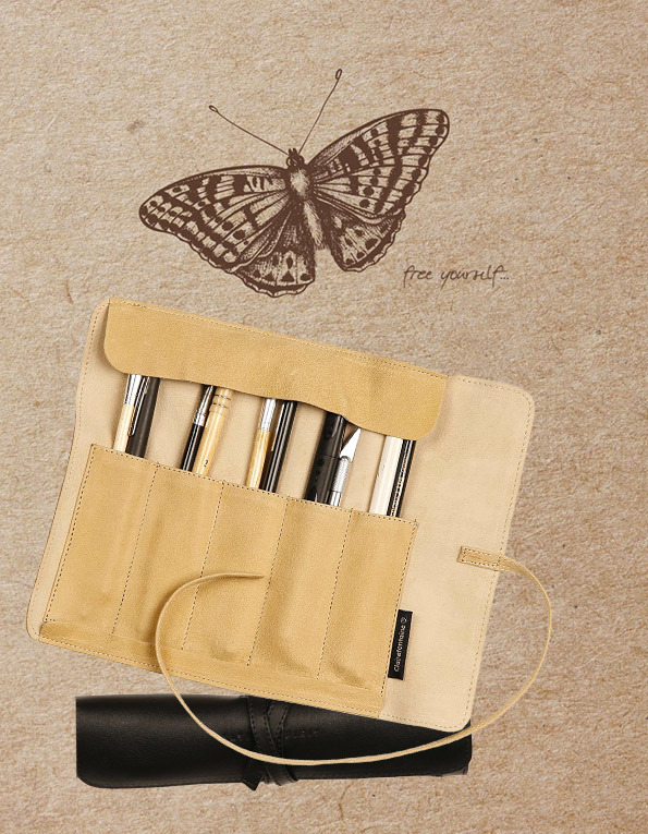 Flying Spirit lederen etui van Clairefontaine