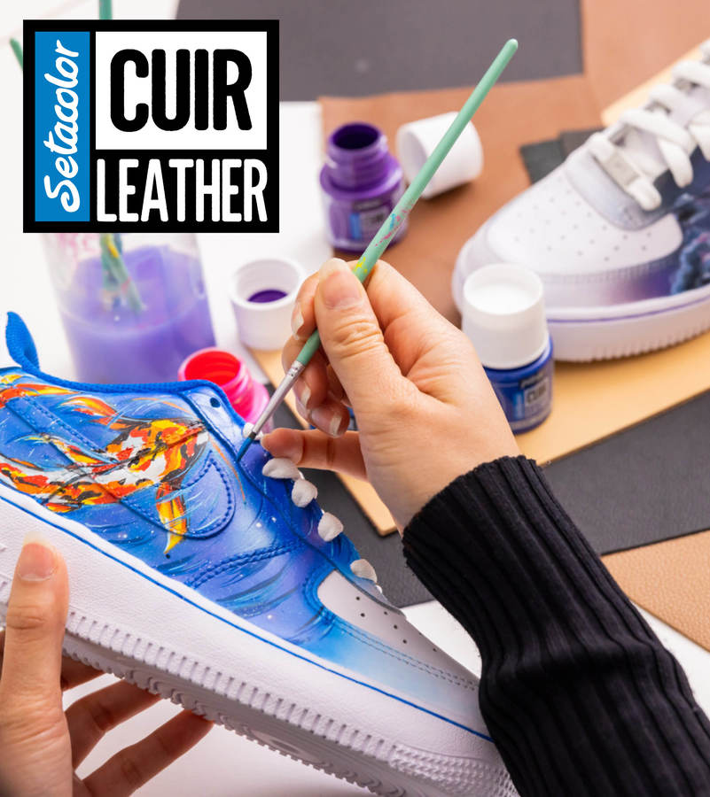 Speciale verf en stiften voor leer bij Pébéo